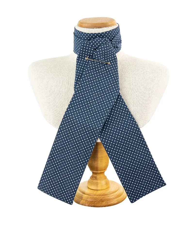 Racesafe Untied Stock Pin-Spot Navy/White